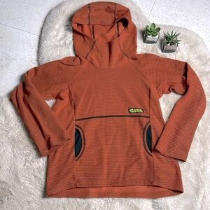 Melanzanna Fleece Hoodie Pullover Microgrid Orange Colorado Kids L